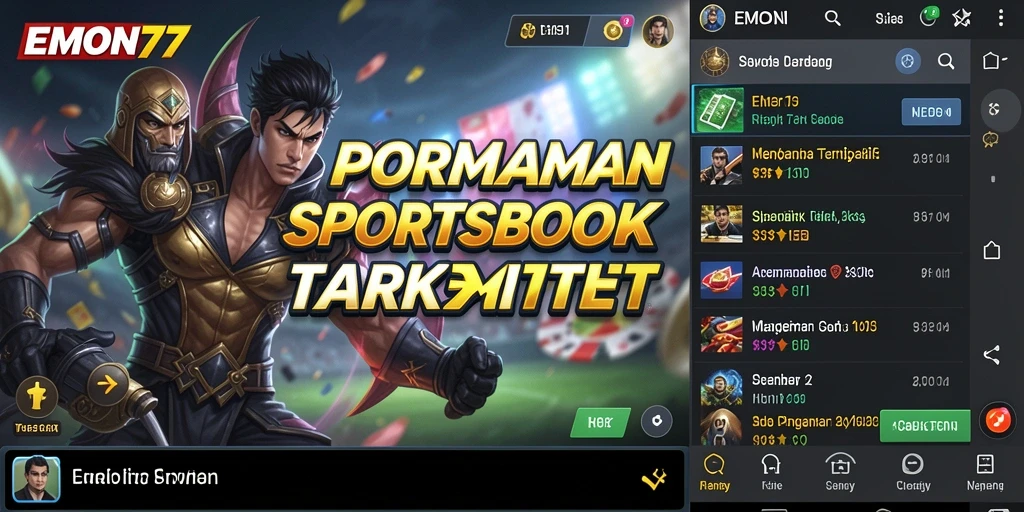 Tampilan interaktif dari aplikasi Sportsbook EMON77 yang menarik.