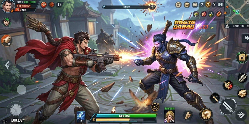 Screenshot gameplay IDN668 menampilkan pertempuran yang mendebarkan.
