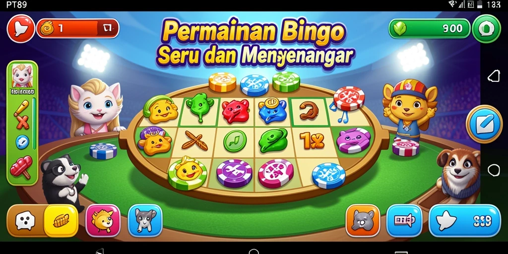 Tampilan antarmuka permainan Bingo PT89 yang menarik dan penuh warna.