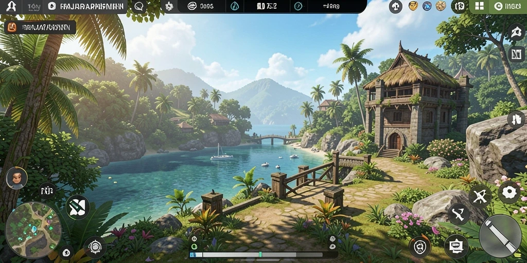 Screenshot gameplay RAJAPANEN menampilkan petualangan dalam dunia terbuka.