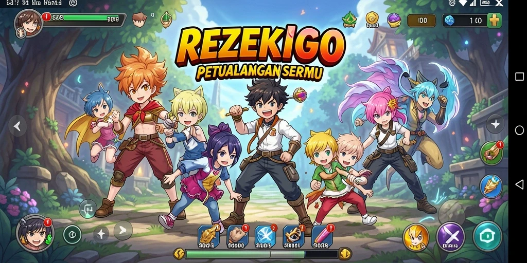 Tampilan gameplay menarik dari REZEKIGO yang penuh warna.