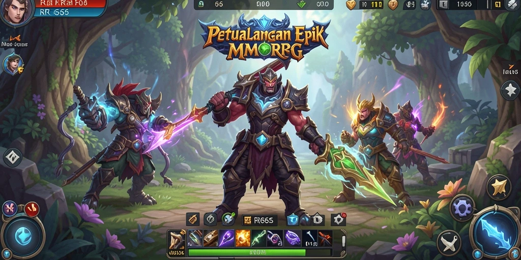 Tangkapan layar utama RR666 menampilkan aksi pertempuran seru dalam dunia MMORPG.
