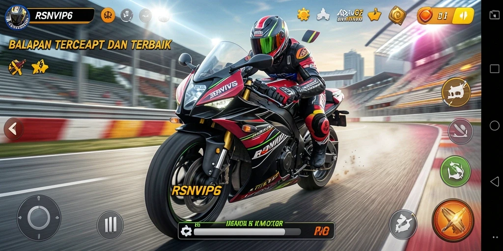 Gambar menunjukkan balapan motor yang mendebarkan dengan grafis brilian.