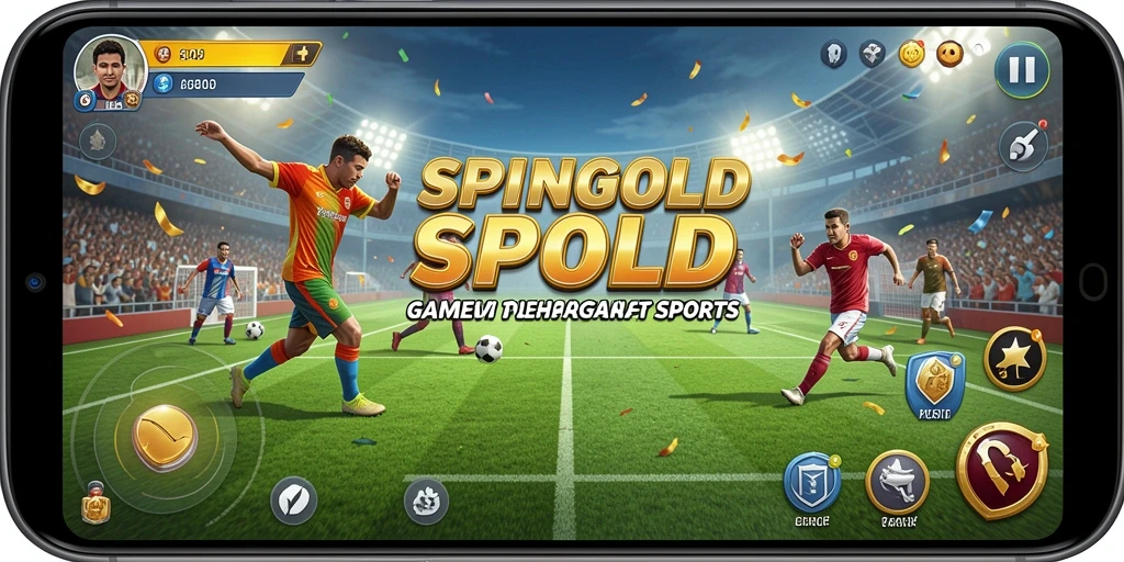 Tangkapan layar utama dari SPINGOLD menunjukkan aksi seru dalam permainan olahraga.